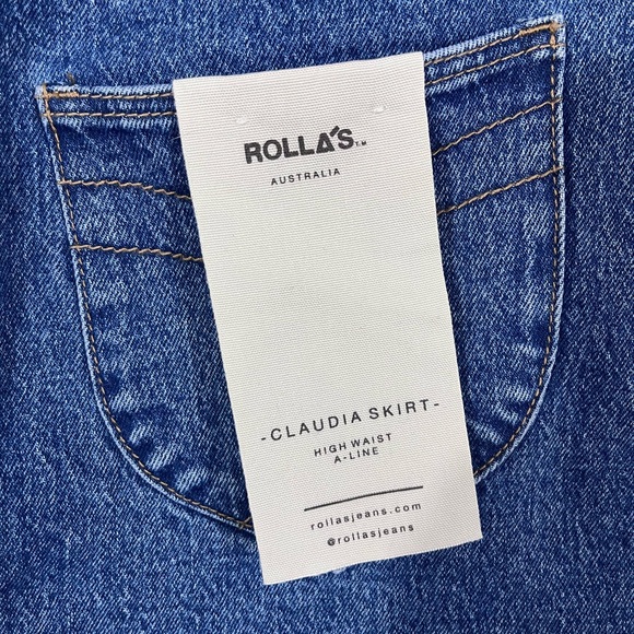 NWT Rolla’s 26” US 4 Claudia High Rise A-Line Denim Skirt in 5031 Sadie Worn - Picture 6 of 9